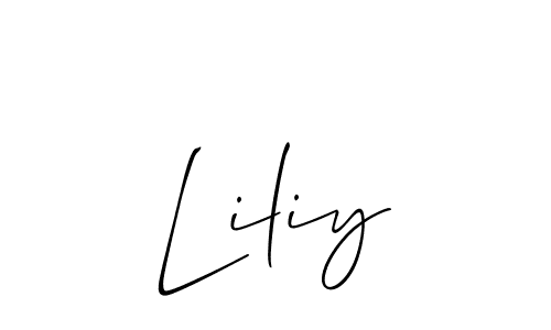 The best way (Allison_Script) to make a short signature is to pick only two or three words in your name. The name Liliy include a total of six letters. For converting this name. Liliy signature style 2 images and pictures png