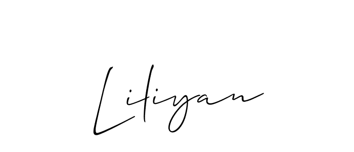 Allison_Script is a professional signature style that is perfect for those who want to add a touch of class to their signature. It is also a great choice for those who want to make their signature more unique. Get Liliyan name to fancy signature for free. Liliyan signature style 2 images and pictures png