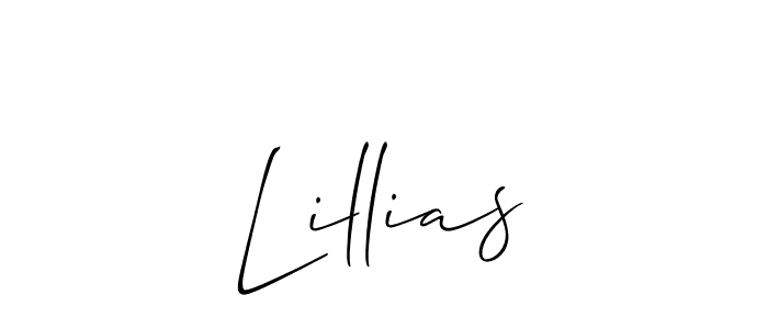 Use a signature maker to create a handwritten signature online. With this signature software, you can design (Allison_Script) your own signature for name Lillias. Lillias signature style 2 images and pictures png