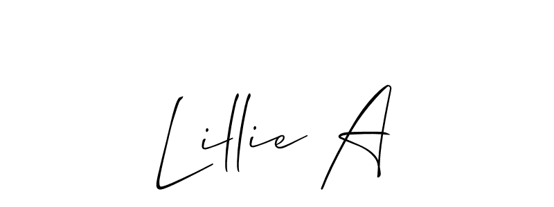 How to make Lillie A name signature. Use Allison_Script style for creating short signs online. This is the latest handwritten sign. Lillie A signature style 2 images and pictures png