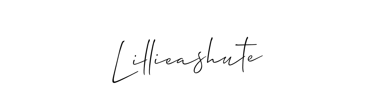 The best way (Allison_Script) to make a short signature is to pick only two or three words in your name. The name Lillieashute include a total of six letters. For converting this name. Lillieashute signature style 2 images and pictures png