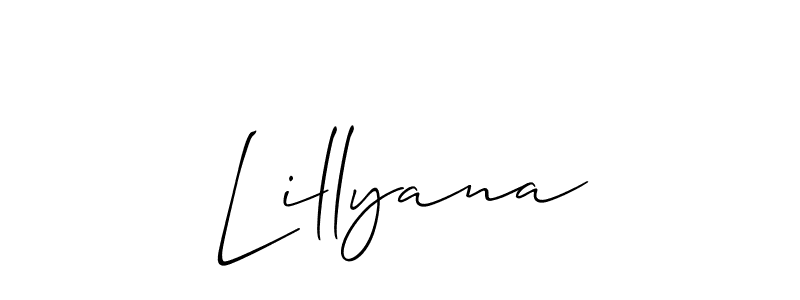 Make a beautiful signature design for name Lillyana. With this signature (Allison_Script) style, you can create a handwritten signature for free. Lillyana signature style 2 images and pictures png