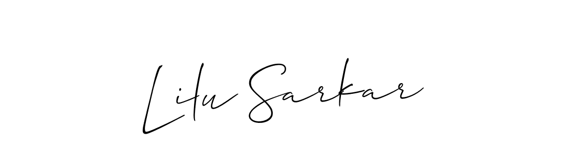 Also You can easily find your signature by using the search form. We will create Lilu Sarkar name handwritten signature images for you free of cost using Allison_Script sign style. Lilu Sarkar signature style 2 images and pictures png