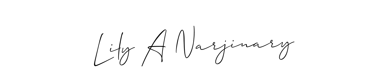 Use a signature maker to create a handwritten signature online. With this signature software, you can design (Allison_Script) your own signature for name Lily A Narjinary. Lily A Narjinary signature style 2 images and pictures png