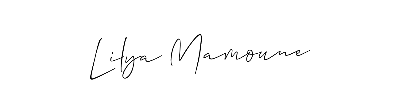 Create a beautiful signature design for name Lilya Mamoune. With this signature (Allison_Script) fonts, you can make a handwritten signature for free. Lilya Mamoune signature style 2 images and pictures png