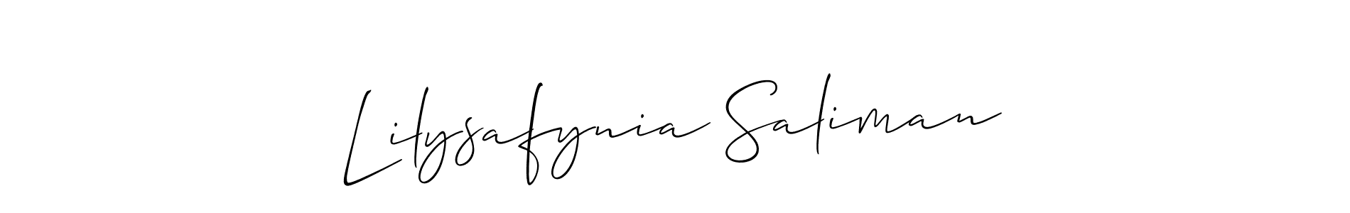 Use a signature maker to create a handwritten signature online. With this signature software, you can design (Allison_Script) your own signature for name Lilysafynia Saliman. Lilysafynia Saliman signature style 2 images and pictures png