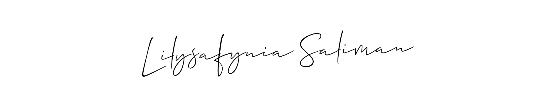Design your own signature with our free online signature maker. With this signature software, you can create a handwritten (Allison_Script) signature for name Lilysafynia Saliman. Lilysafynia Saliman signature style 2 images and pictures png