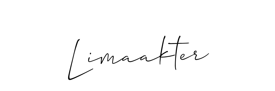 The best way (Allison_Script) to make a short signature is to pick only two or three words in your name. The name Limaakter include a total of six letters. For converting this name. Limaakter signature style 2 images and pictures png