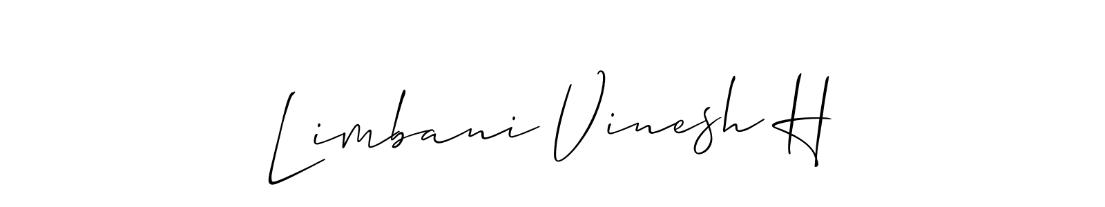 Also we have Limbani Vinesh H name is the best signature style. Create professional handwritten signature collection using Allison_Script autograph style. Limbani Vinesh H signature style 2 images and pictures png