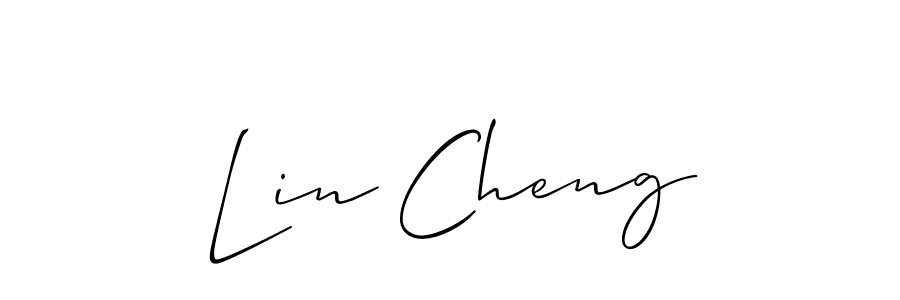 The best way (Allison_Script) to make a short signature is to pick only two or three words in your name. The name Lin Cheng include a total of six letters. For converting this name. Lin Cheng signature style 2 images and pictures png