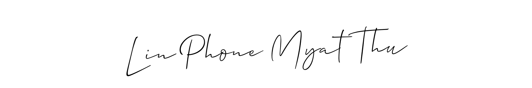 Make a short Lin Phone Myat Thu signature style. Manage your documents anywhere anytime using Allison_Script. Create and add eSignatures, submit forms, share and send files easily. Lin Phone Myat Thu signature style 2 images and pictures png