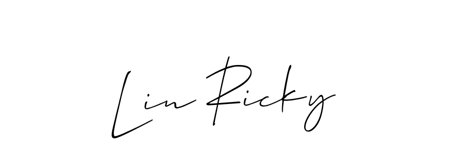 How to make Lin Ricky name signature. Use Allison_Script style for creating short signs online. This is the latest handwritten sign. Lin Ricky signature style 2 images and pictures png