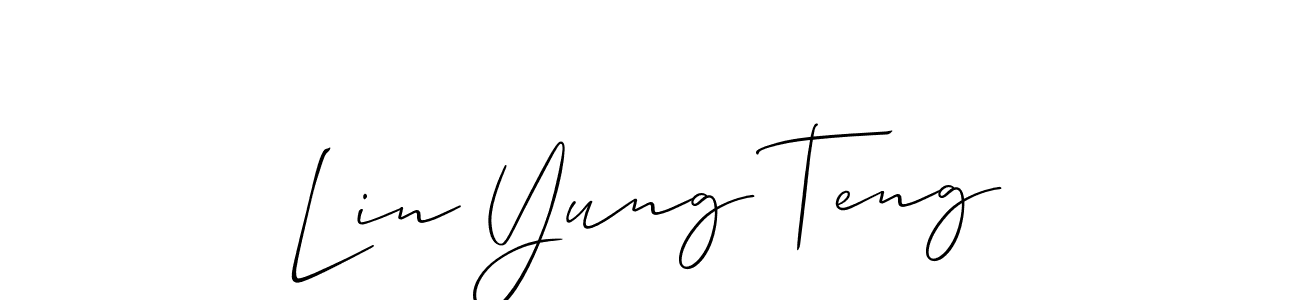 It looks lik you need a new signature style for name Lin Yung Teng. Design unique handwritten (Allison_Script) signature with our free signature maker in just a few clicks. Lin Yung Teng signature style 2 images and pictures png