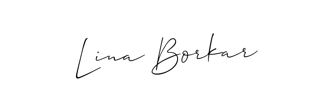 Similarly Allison_Script is the best handwritten signature design. Signature creator online .You can use it as an online autograph creator for name Lina Borkar. Lina Borkar signature style 2 images and pictures png