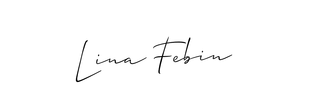 Create a beautiful signature design for name Lina Febin. With this signature (Allison_Script) fonts, you can make a handwritten signature for free. Lina Febin signature style 2 images and pictures png