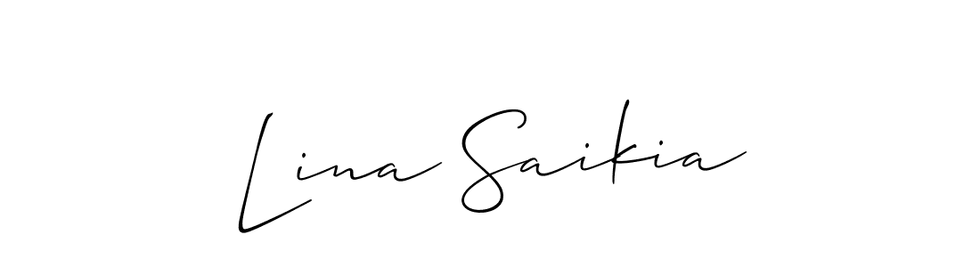 Create a beautiful signature design for name Lina Saikia. With this signature (Allison_Script) fonts, you can make a handwritten signature for free. Lina Saikia signature style 2 images and pictures png