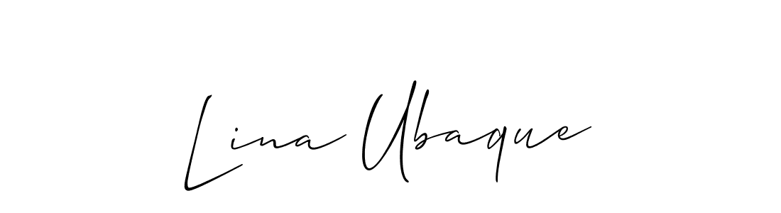 You should practise on your own different ways (Allison_Script) to write your name (Lina Ubaque) in signature. don't let someone else do it for you. Lina Ubaque signature style 2 images and pictures png