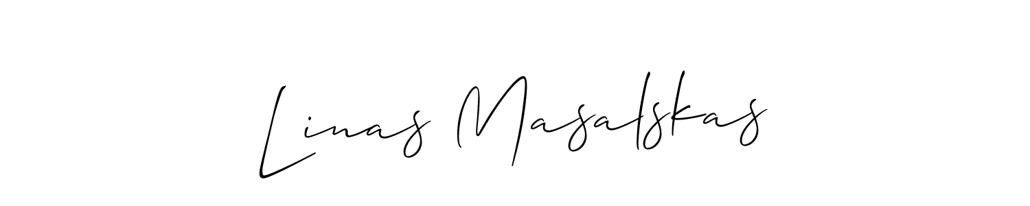 Also we have Linas Masalskas name is the best signature style. Create professional handwritten signature collection using Allison_Script autograph style. Linas Masalskas signature style 2 images and pictures png