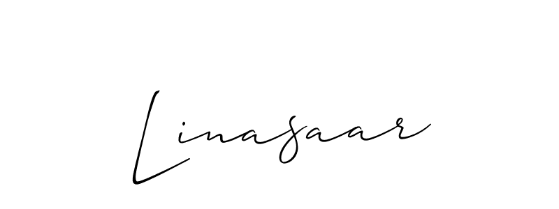 Allison_Script is a professional signature style that is perfect for those who want to add a touch of class to their signature. It is also a great choice for those who want to make their signature more unique. Get Linasaar name to fancy signature for free. Linasaar signature style 2 images and pictures png