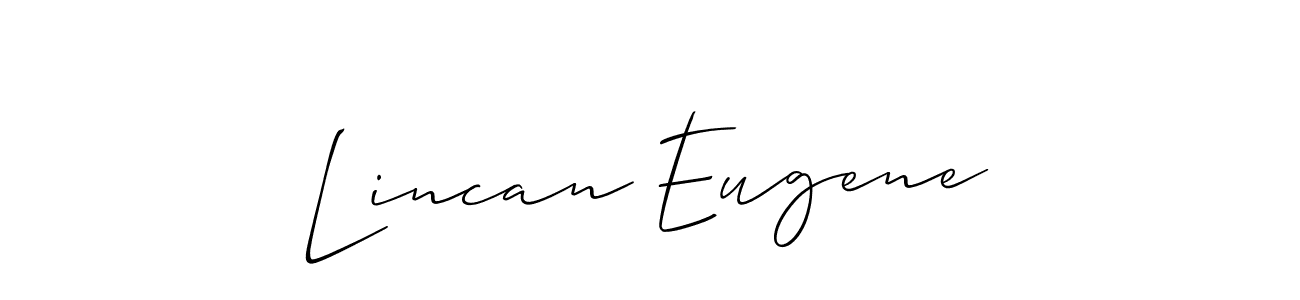 Make a short Lincan Eugene signature style. Manage your documents anywhere anytime using Allison_Script. Create and add eSignatures, submit forms, share and send files easily. Lincan Eugene signature style 2 images and pictures png