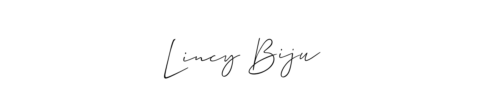 Also we have Lincy Biju ❤️ name is the best signature style. Create professional handwritten signature collection using Allison_Script autograph style. Lincy Biju ❤️ signature style 2 images and pictures png