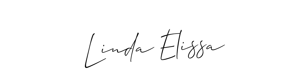 The best way (Allison_Script) to make a short signature is to pick only two or three words in your name. The name Linda Elissa include a total of six letters. For converting this name. Linda Elissa signature style 2 images and pictures png