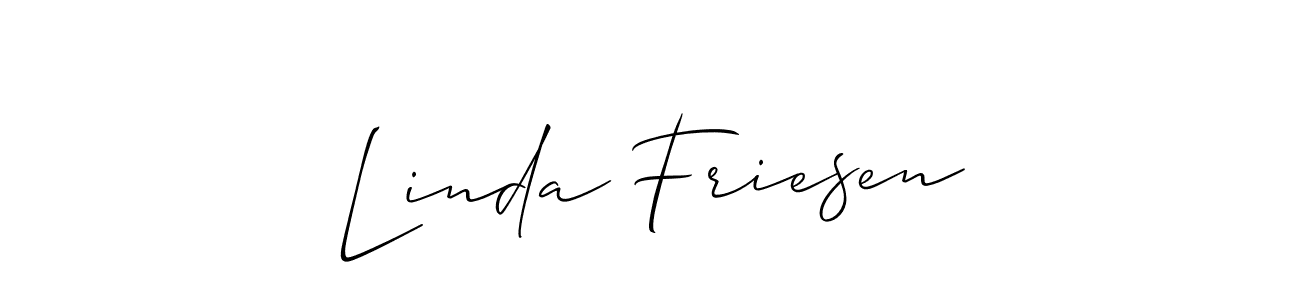 Make a beautiful signature design for name Linda Friesen. With this signature (Allison_Script) style, you can create a handwritten signature for free. Linda Friesen signature style 2 images and pictures png
