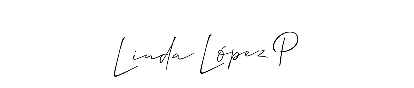 Make a beautiful signature design for name Linda López P. With this signature (Allison_Script) style, you can create a handwritten signature for free. Linda López P signature style 2 images and pictures png