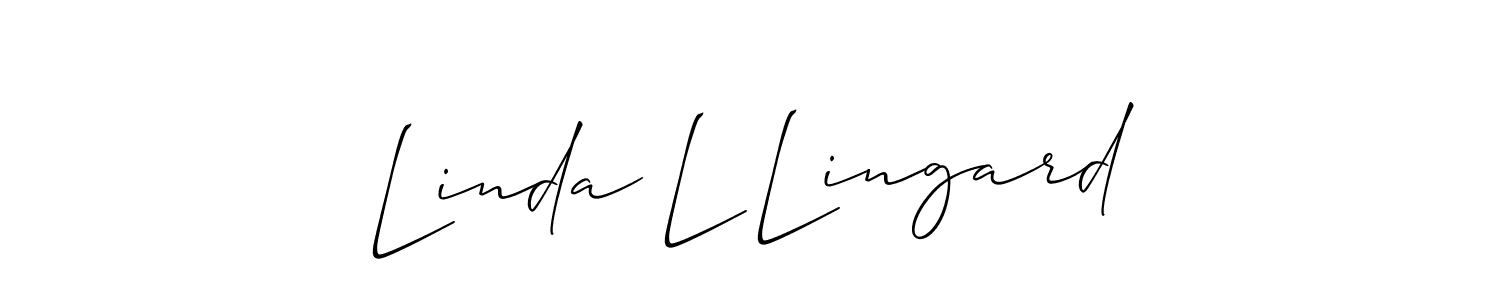 This is the best signature style for the Linda L Lingard name. Also you like these signature font (Allison_Script). Mix name signature. Linda L Lingard signature style 2 images and pictures png