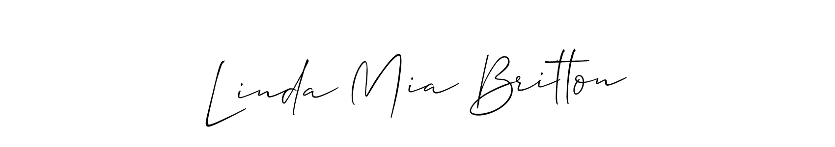 Allison_Script is a professional signature style that is perfect for those who want to add a touch of class to their signature. It is also a great choice for those who want to make their signature more unique. Get Linda Mia Britton name to fancy signature for free. Linda Mia Britton signature style 2 images and pictures png