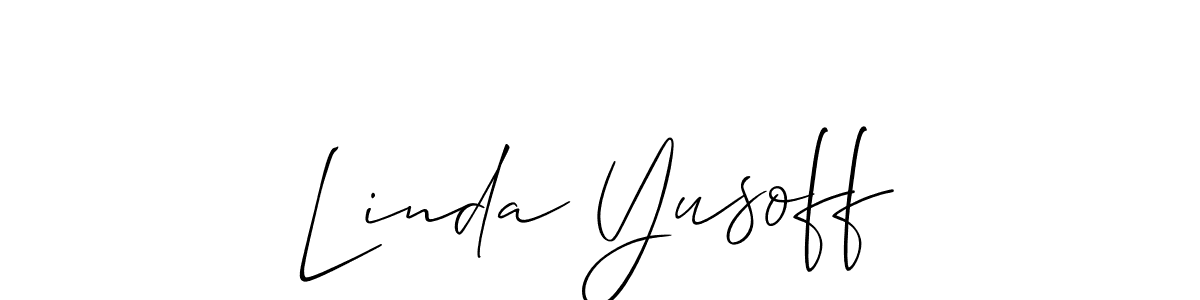 You should practise on your own different ways (Allison_Script) to write your name (Linda Yusoff) in signature. don't let someone else do it for you. Linda Yusoff signature style 2 images and pictures png