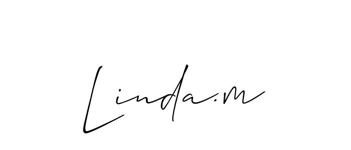 How to make Linda.m name signature. Use Allison_Script style for creating short signs online. This is the latest handwritten sign. Linda.m signature style 2 images and pictures png