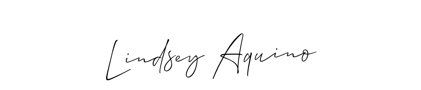 Allison_Script is a professional signature style that is perfect for those who want to add a touch of class to their signature. It is also a great choice for those who want to make their signature more unique. Get Lindsey Aquino name to fancy signature for free. Lindsey Aquino signature style 2 images and pictures png