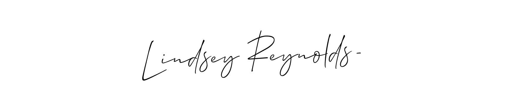 Create a beautiful signature design for name Lindsey Reynolds-. With this signature (Allison_Script) fonts, you can make a handwritten signature for free. Lindsey Reynolds- signature style 2 images and pictures png