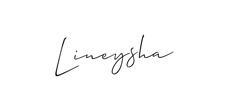 The best way (Allison_Script) to make a short signature is to pick only two or three words in your name. The name Lineysha include a total of six letters. For converting this name. Lineysha signature style 2 images and pictures png