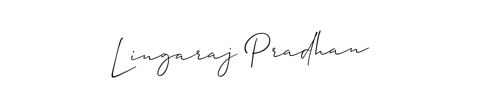 The best way (Allison_Script) to make a short signature is to pick only two or three words in your name. The name Lingaraj Pradhan include a total of six letters. For converting this name. Lingaraj Pradhan signature style 2 images and pictures png