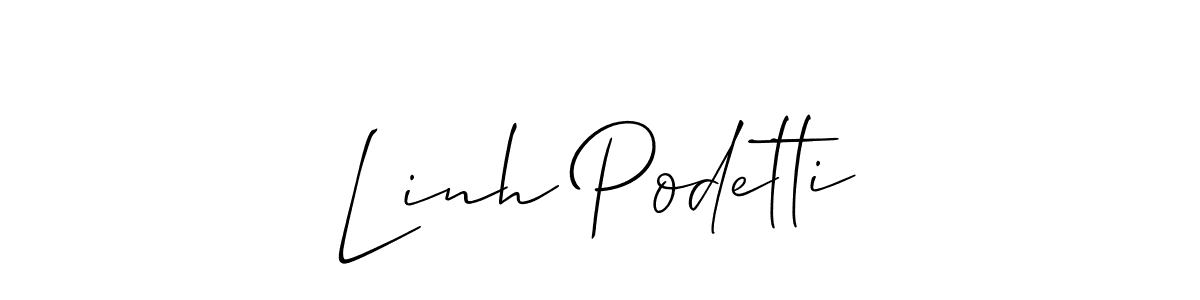 The best way (Allison_Script) to make a short signature is to pick only two or three words in your name. The name Linh Podetti include a total of six letters. For converting this name. Linh Podetti signature style 2 images and pictures png
