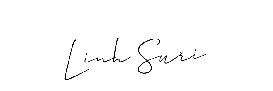 Use a signature maker to create a handwritten signature online. With this signature software, you can design (Allison_Script) your own signature for name Linh Suri. Linh Suri signature style 2 images and pictures png