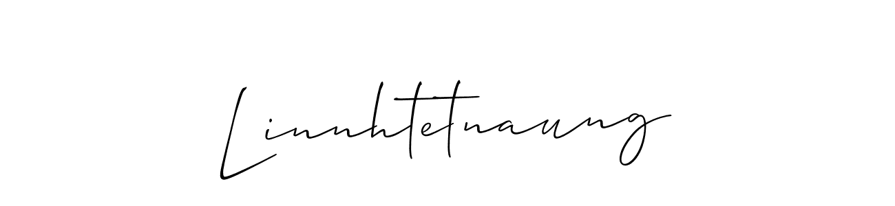 The best way (Allison_Script) to make a short signature is to pick only two or three words in your name. The name Linnhtetnaung include a total of six letters. For converting this name. Linnhtetnaung signature style 2 images and pictures png