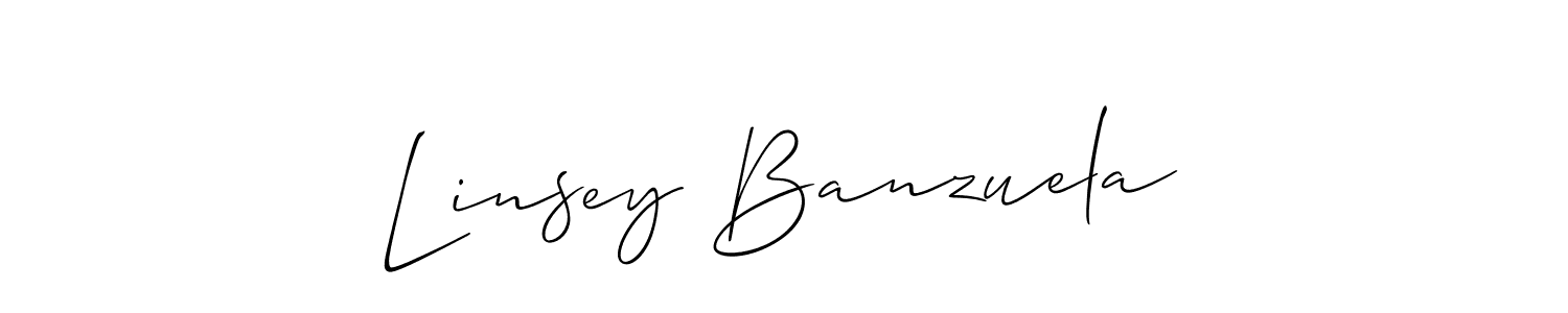 It looks lik you need a new signature style for name Linsey Banzuela. Design unique handwritten (Allison_Script) signature with our free signature maker in just a few clicks. Linsey Banzuela signature style 2 images and pictures png