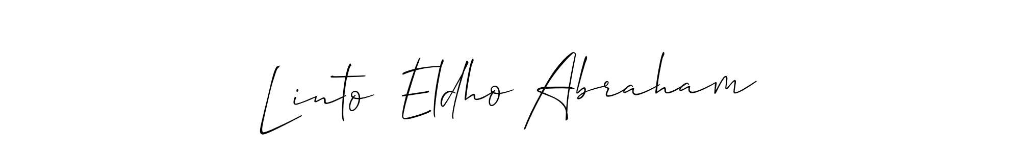 This is the best signature style for the Linto  Eldho Abraham name. Also you like these signature font (Allison_Script). Mix name signature. Linto  Eldho Abraham signature style 2 images and pictures png