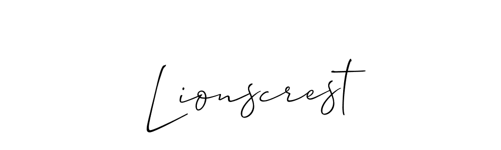 Lionscrest stylish signature style. Best Handwritten Sign (Allison_Script) for my name. Handwritten Signature Collection Ideas for my name Lionscrest. Lionscrest signature style 2 images and pictures png