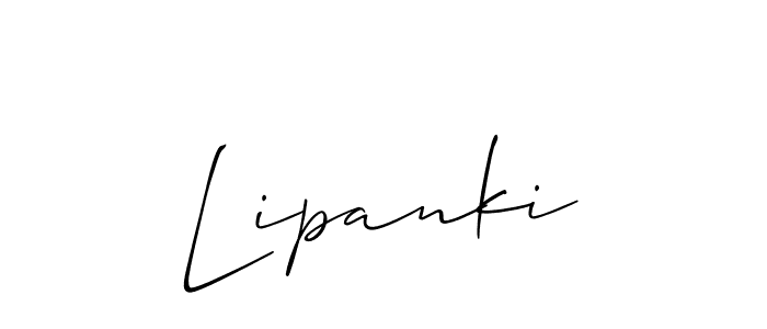 Allison_Script is a professional signature style that is perfect for those who want to add a touch of class to their signature. It is also a great choice for those who want to make their signature more unique. Get Lipanki name to fancy signature for free. Lipanki signature style 2 images and pictures png