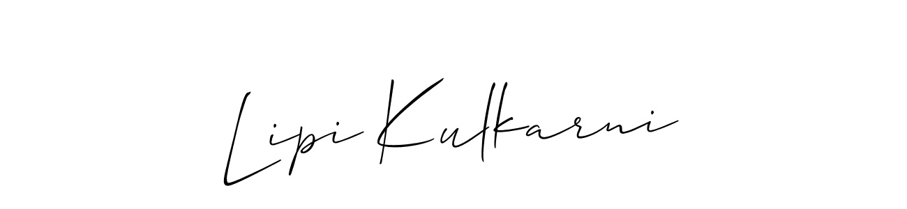 Allison_Script is a professional signature style that is perfect for those who want to add a touch of class to their signature. It is also a great choice for those who want to make their signature more unique. Get Lipi Kulkarni name to fancy signature for free. Lipi Kulkarni signature style 2 images and pictures png