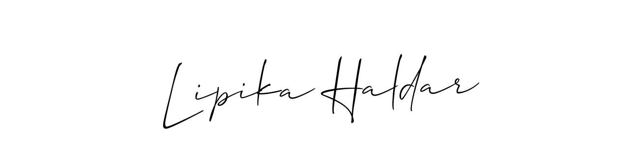 The best way (Allison_Script) to make a short signature is to pick only two or three words in your name. The name Lipika Haldar include a total of six letters. For converting this name. Lipika Haldar signature style 2 images and pictures png