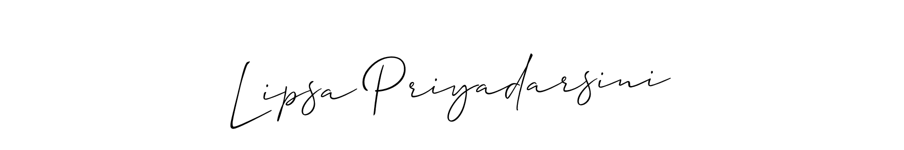 The best way (Allison_Script) to make a short signature is to pick only two or three words in your name. The name Lipsa Priyadarsini include a total of six letters. For converting this name. Lipsa Priyadarsini signature style 2 images and pictures png