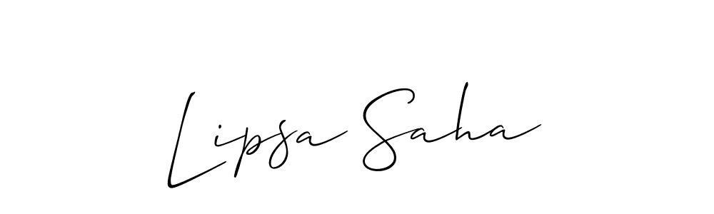 Make a short Lipsa Saha signature style. Manage your documents anywhere anytime using Allison_Script. Create and add eSignatures, submit forms, share and send files easily. Lipsa Saha signature style 2 images and pictures png