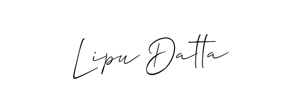 Use a signature maker to create a handwritten signature online. With this signature software, you can design (Allison_Script) your own signature for name Lipu Datta. Lipu Datta signature style 2 images and pictures png