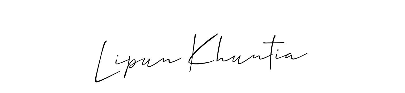 Also You can easily find your signature by using the search form. We will create Lipun Khuntia name handwritten signature images for you free of cost using Allison_Script sign style. Lipun Khuntia signature style 2 images and pictures png