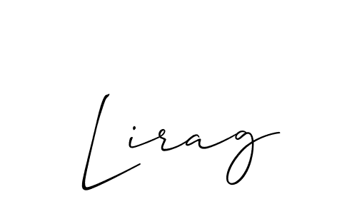 Use a signature maker to create a handwritten signature online. With this signature software, you can design (Allison_Script) your own signature for name Lirag. Lirag signature style 2 images and pictures png
